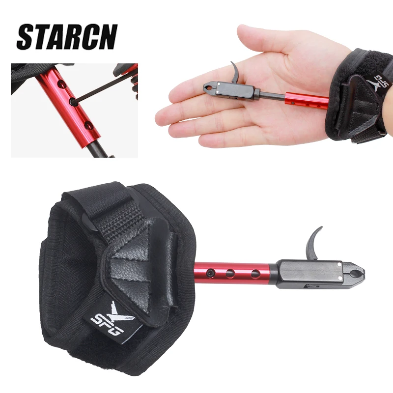 

Archery Bow Release Trigger PU Metal Red Adjustable Trigger Wrist Strap Compound Bows Release Aid Shooting Hunting Accessories