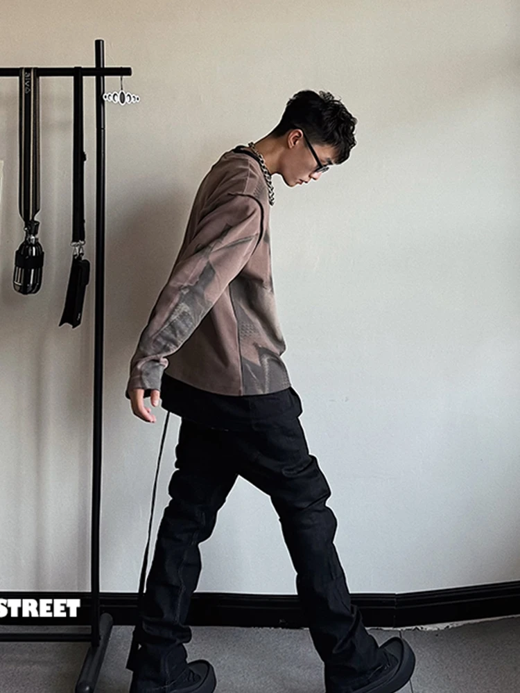 

Джинсы прямого кроя в стиле хип-хоп, с эффектом потертости, весна-осень, новинка, американский уличный стиль, для подростков, деним.