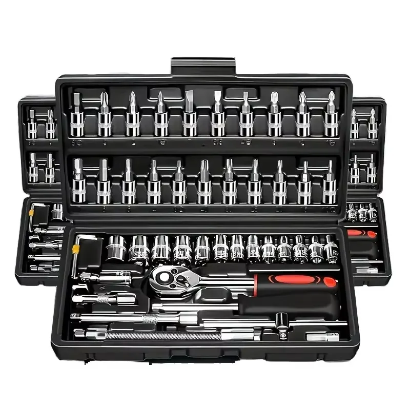 

SXLL 46Pcs 1/4 Inch Drive Metric Sleeve Ratchet Wrench Set OEM Repair Machinery Kit Manual Boxed Set