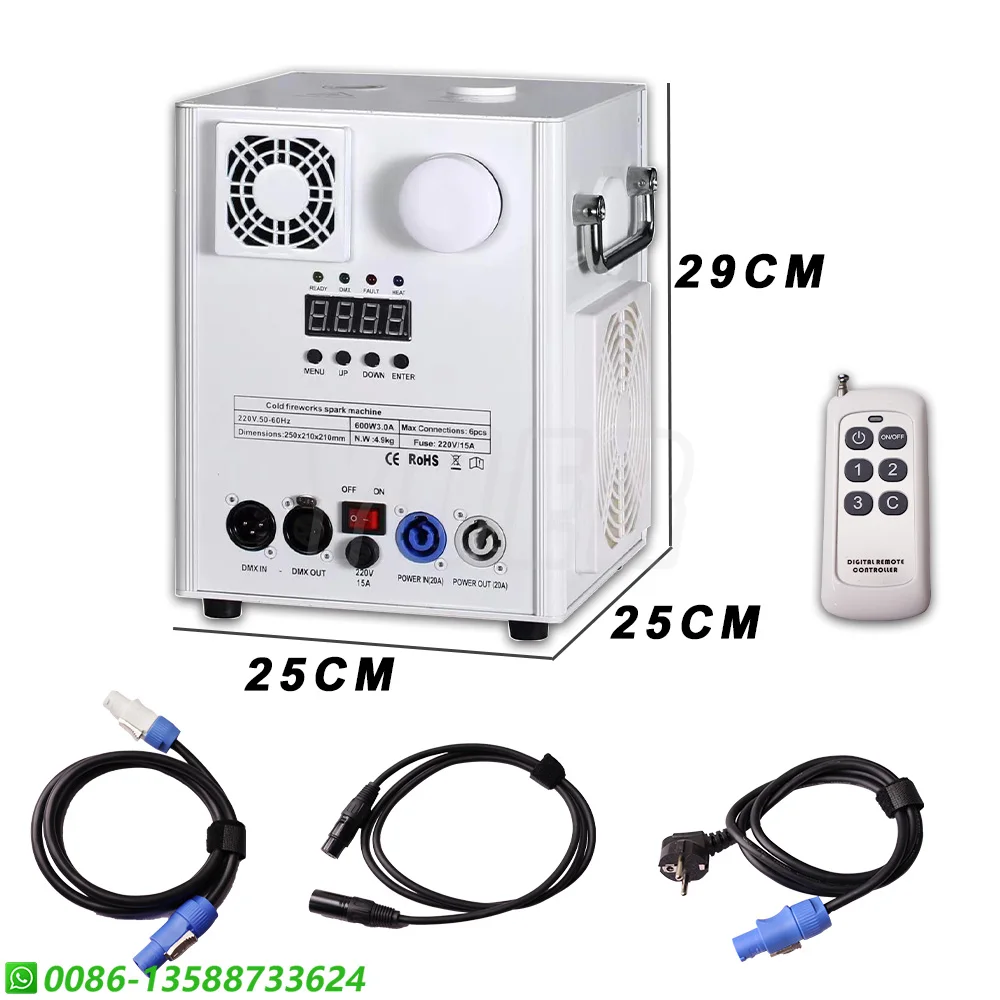 New 600W Cold Spark Machine DMX 512 Remote Control Sparkler Firework Machine Non-Pyrotechnic Effect Stage Wedding Show Powder