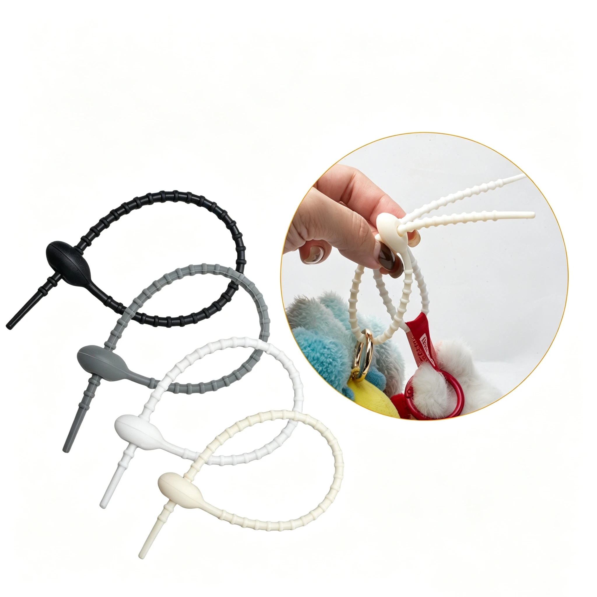 20Pcs/Lot Silicone Reusable Bag Ties Twist Wire Fasten Cable Zip Tie Headset Data Line Wire Universal Tie Saver Bag Clip 22CM