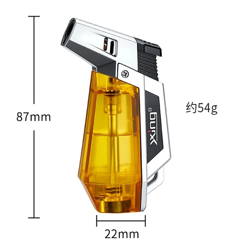 New Windproof Large Capacity Small Spray Gun Lighter with Visual Window Direct Spray Flame Inflatable Welding Gun Lighter