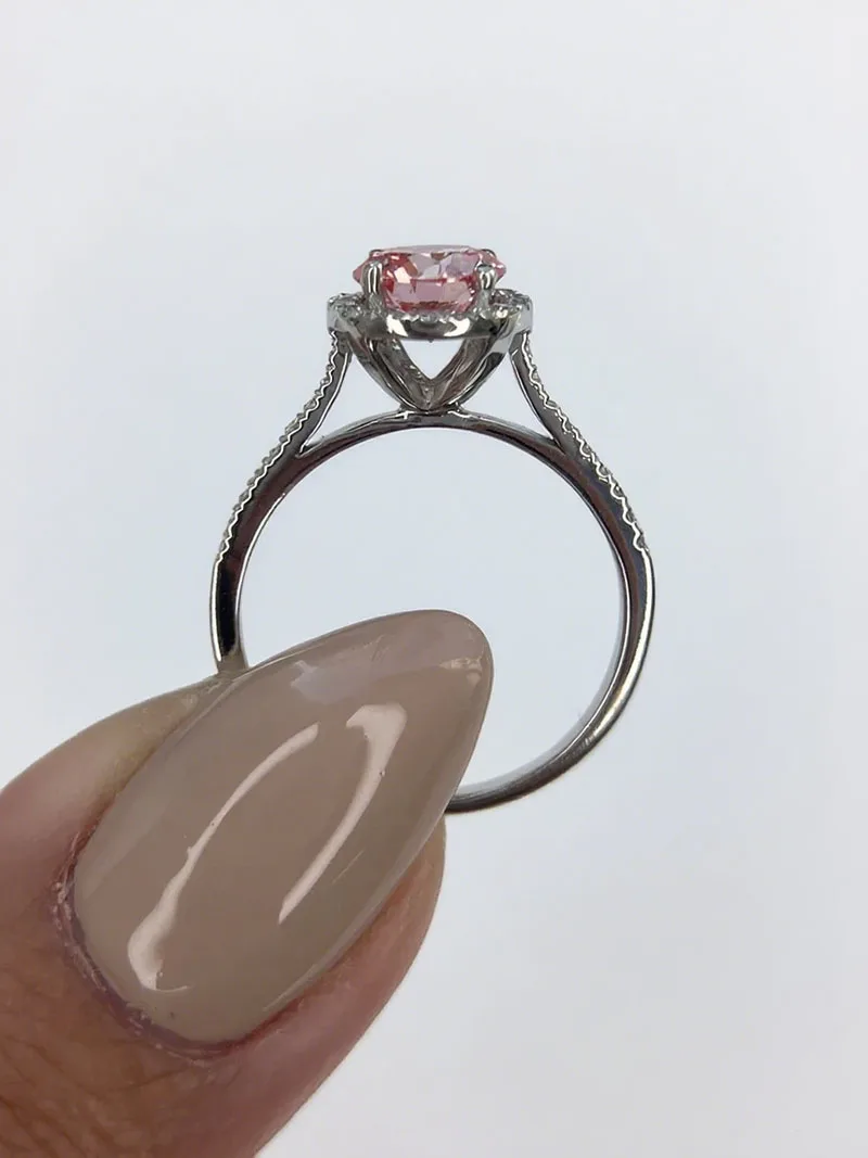 Fancy Vivid Pink Color VS VVS Clarity 1.30 Ctw Lab Grown Diamond IGI Certified Ideal Cut Engagement Ring 10k Gold
