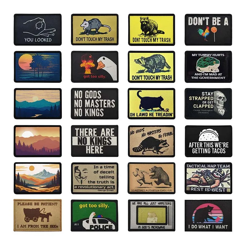 Funny Animals Saying,Sunset,Sunrise Scenery,Face Mask Emblem Fabric Applique Morale Badge Tactical Patches For Clothing,Backpack
