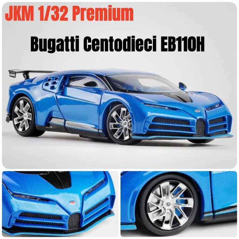 JKM 1:32 Bugatti EB110 Centodieci Diecasts & Toy Vehicles Metal Car Model Shock absorber Sound Light Collection Car Toys Gift