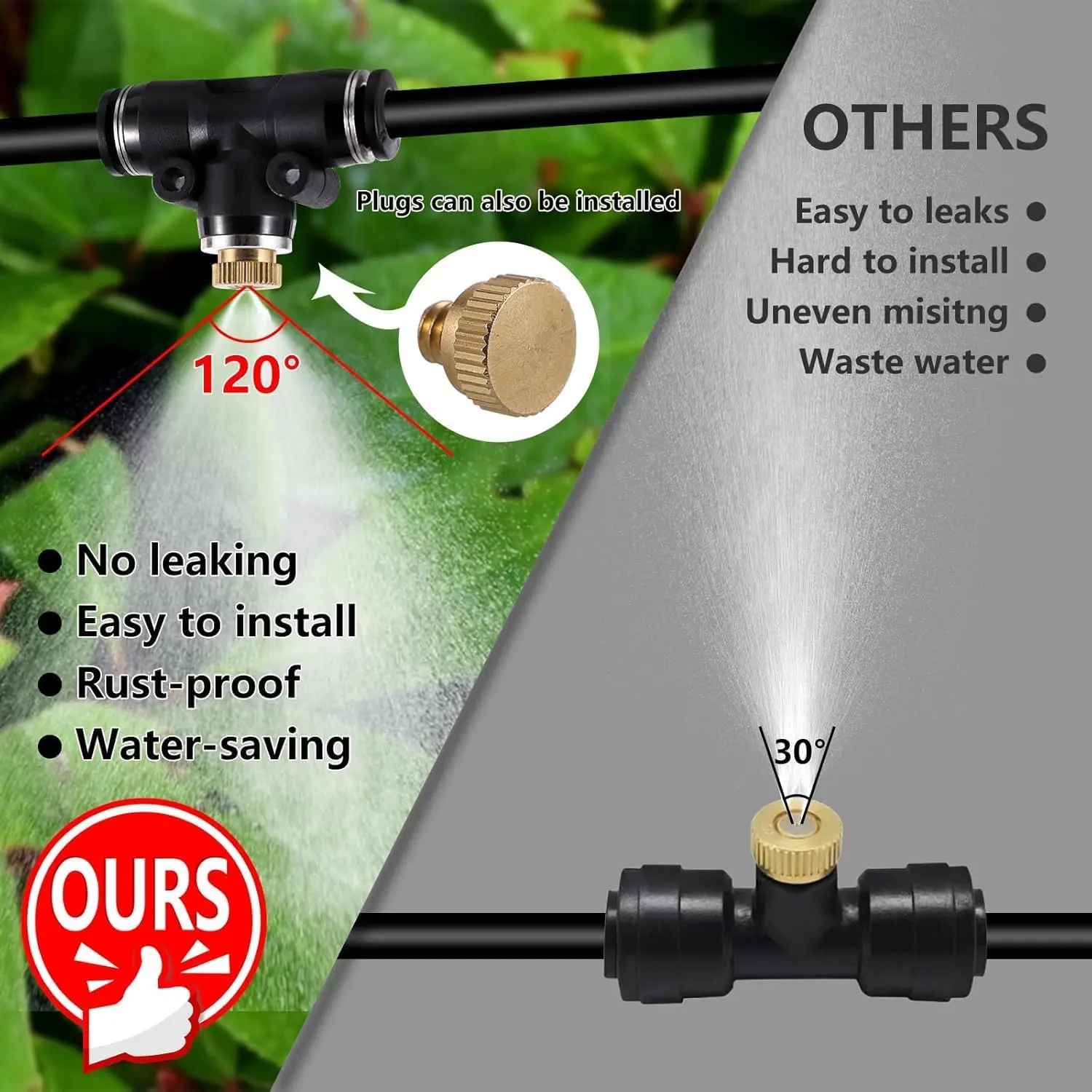 Kühlung Nebel Düse 3/16 "Gewinde 0,5mm Messing Düse Garten Hof Balkon Außen Drop Temperatur Industrielle Staub Entfernung zerstäuber