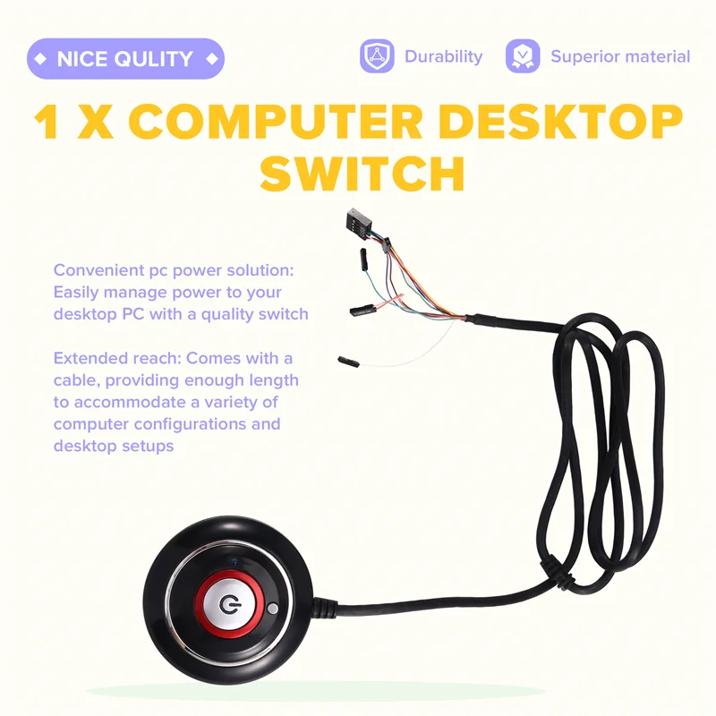AAAEL-Computer Desktop Switch Button With Dual USB Port PC Motherboard External Power Button