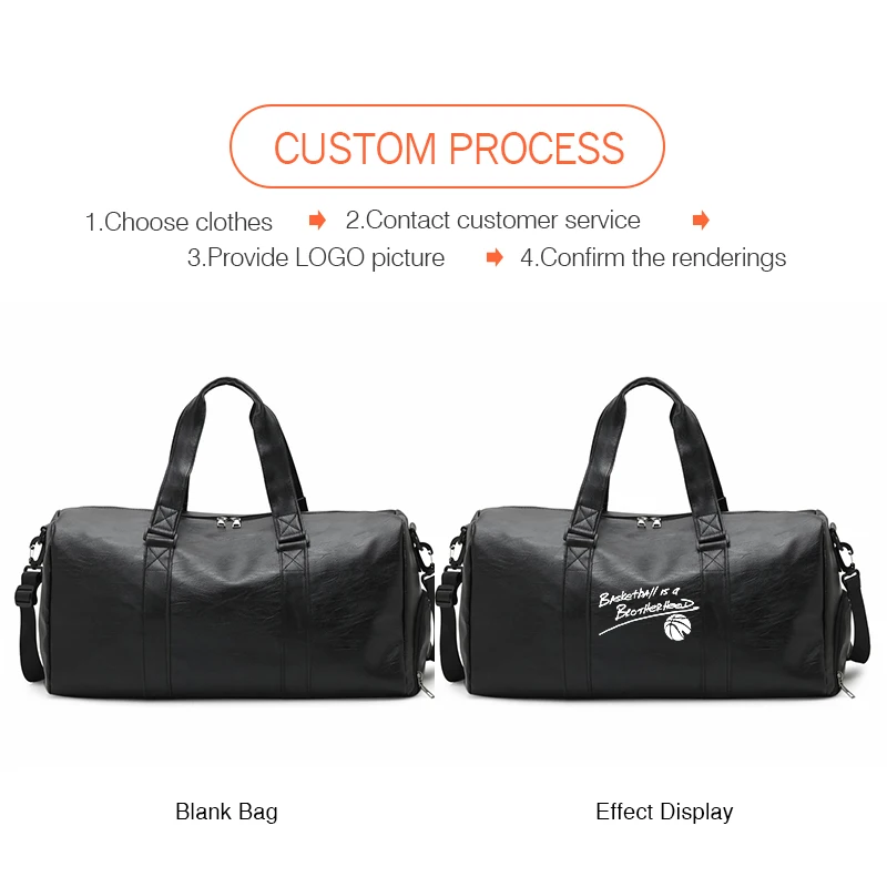 Custom Logo Men's Fitness Sports Bag Duffel Oil Wax Pu Leather Waterproof Swimming Bag Travel Bag Personality Customization
