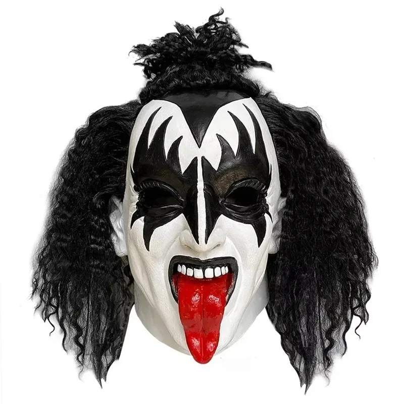 

aaa12 3 Kiss Band Gene Simmons Панк-маска Латекс Косплей Чарим Виц Рок-бар Рождественский карнавал Вечеринка Представление Платье Pr