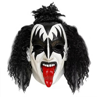 aaa12 3Kiss Band Gene Simmons Punk Mask Latex Cosplay Chaim Witz Rock Bar Christmas Carnival Party Performance Dress Up Pr
