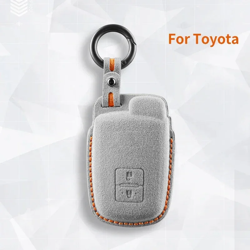 Car Key Case Cover Keychain for Toyota Tacoma Land Cruise Prius V 4Runner Auris Camry RAV4 Avalon Yaris Verso 2/3 Buttons Suede