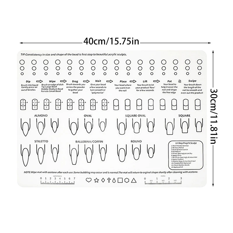 Hoja de práctica de uñas acrílicas de silicona, estera de entrenamiento para salón de manicura, herramienta de aplicación profesional líquida monomero, 1 Uds.