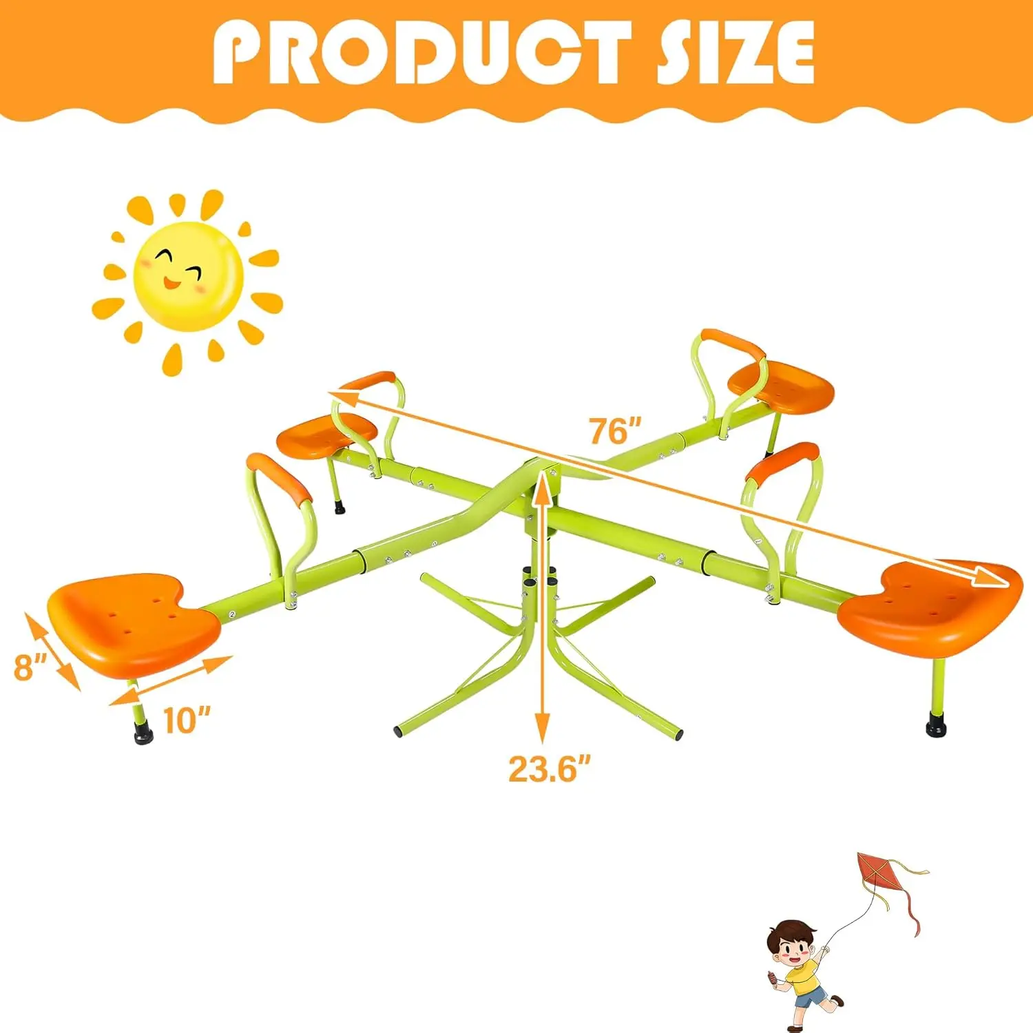 Kids Seesaw Swivel Teeter Totter Home Playground Equipment, 360 Degrees Rotating Safe, Outdoor Fun for