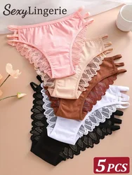 New 5Pcs Seamless Double Striped Thin Sexy Lace Panties Fashion Transparent Women's Underwear Low Waist Panties Seamless Briefs