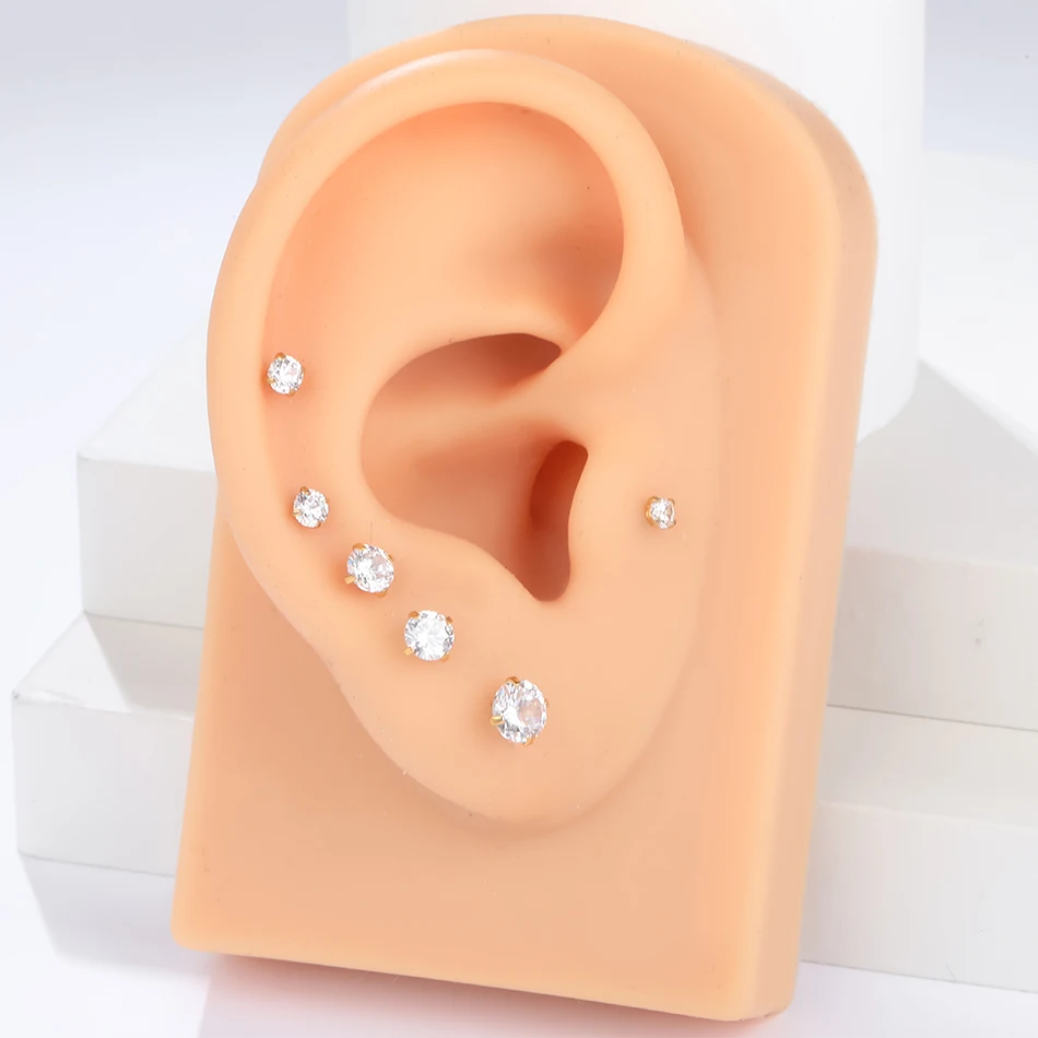 5/10 قطعة G23 التيتانيوم Labret مسمار الشفاه خواتم الموضوع الداخلي روك الفص الزنمة اللولب الغضروف شقة الظهر القرط ثقب المجوهرات