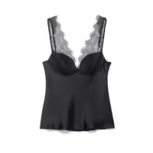 Lace Tops Elegant Satin V-Neck Backless Sling Slimming Chic - High Neck-White