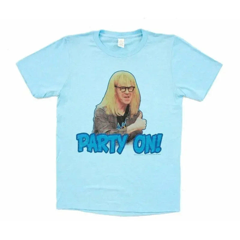 Adult Blue Comedy Movie Wayne s World Garth Party On Colored Face T Shirt Tee
