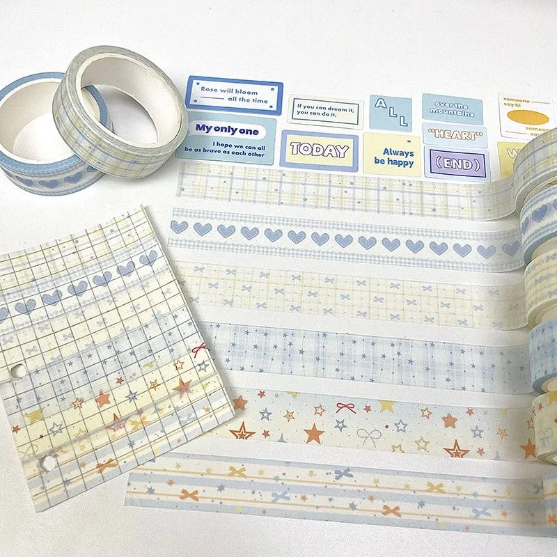 6pcs/lot Kawaii Vintage Star Basic Wing Decorative Washi Tape Set Cute Cartoon Creative Tape School Stationery image 3