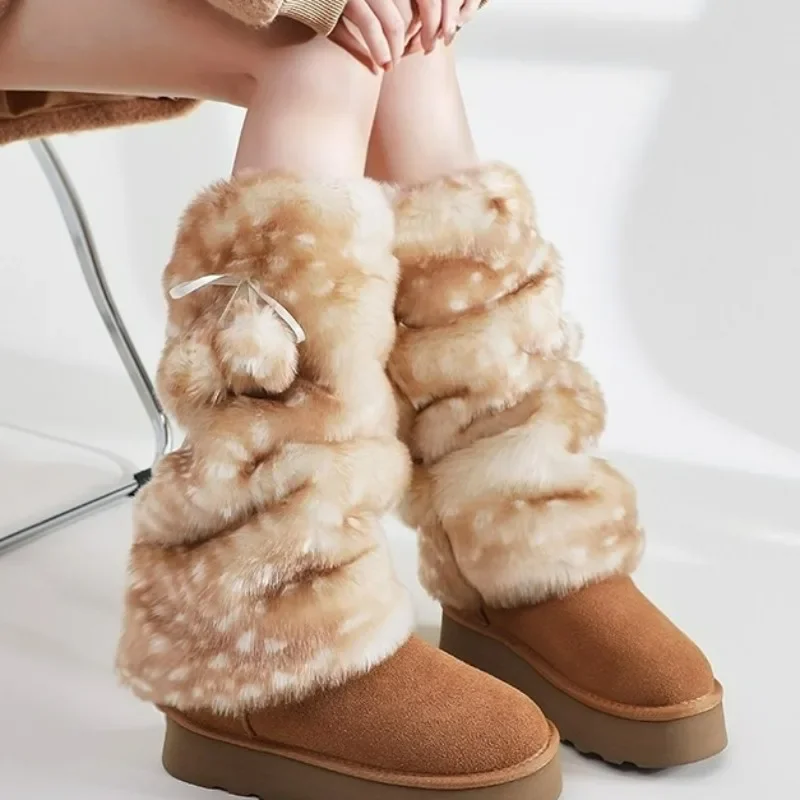 20/25/30/40 سنتيمتر هدية الكريسماس الدافئة الساق مجموعة الغزلان نمط شعر الجوارب JK كلية نمط طالب أفخم الأوسط جورب أنبوبي الخريف/الشتاء