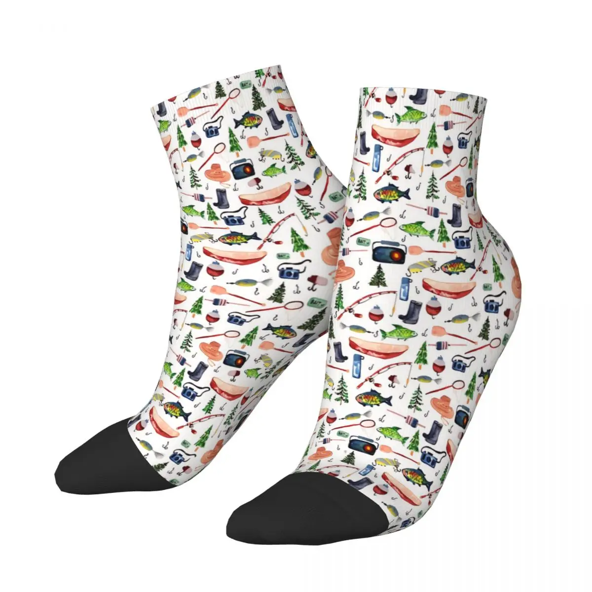 A Day At The Lake Fishing Ankle Socks Male Mens Women Spring Stockings Hip Hop