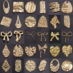 7Pcs/Lot Stainless Steel Assorted Textured Round Heart Bowknot Pendant Jewelry Bulk DIY Irregular Hammered Colgantes Wholesale