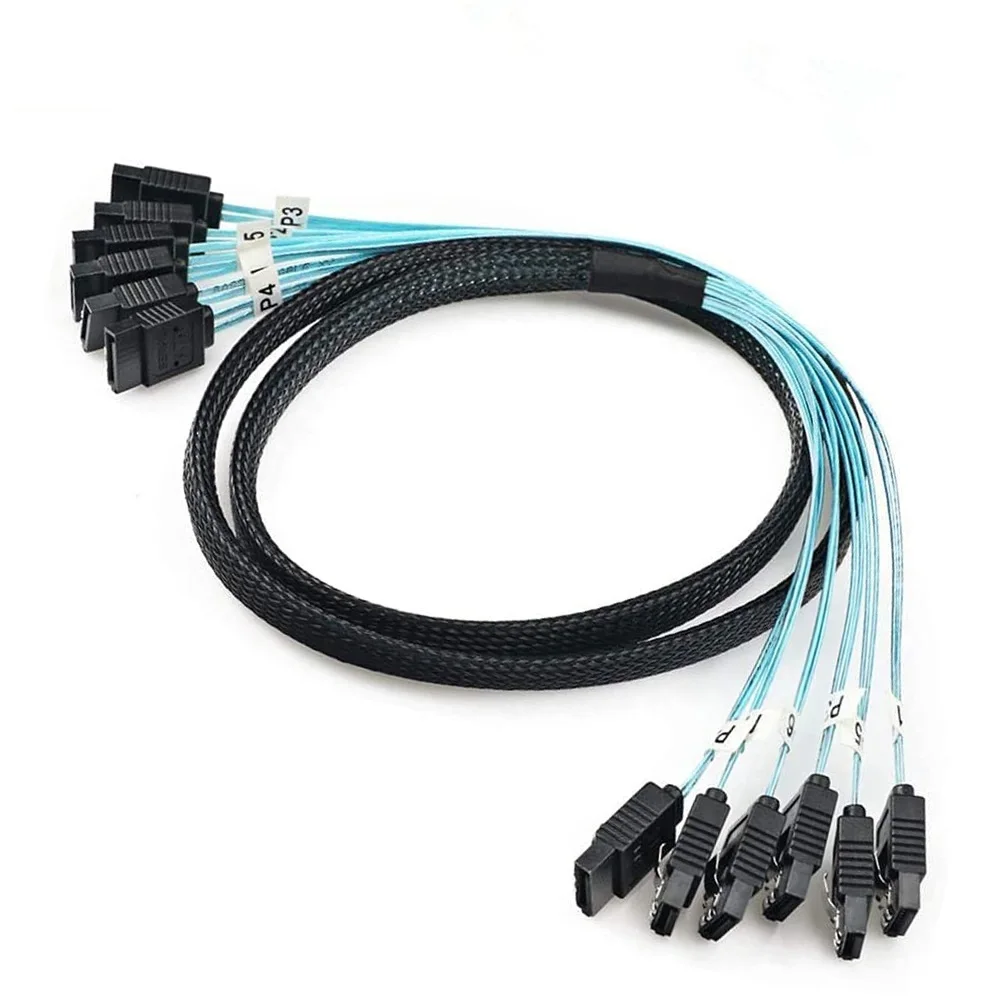 6SATA 7P 6x SATA-III Computer Case Hard Disk Server Host Data Cable for Storage Expansion