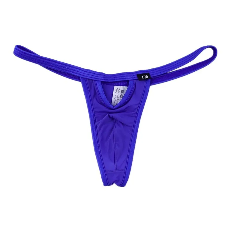 

Men's Ice Silk Thong, Low-rise Open Front T-back Underwear with Pouch, High Elastic