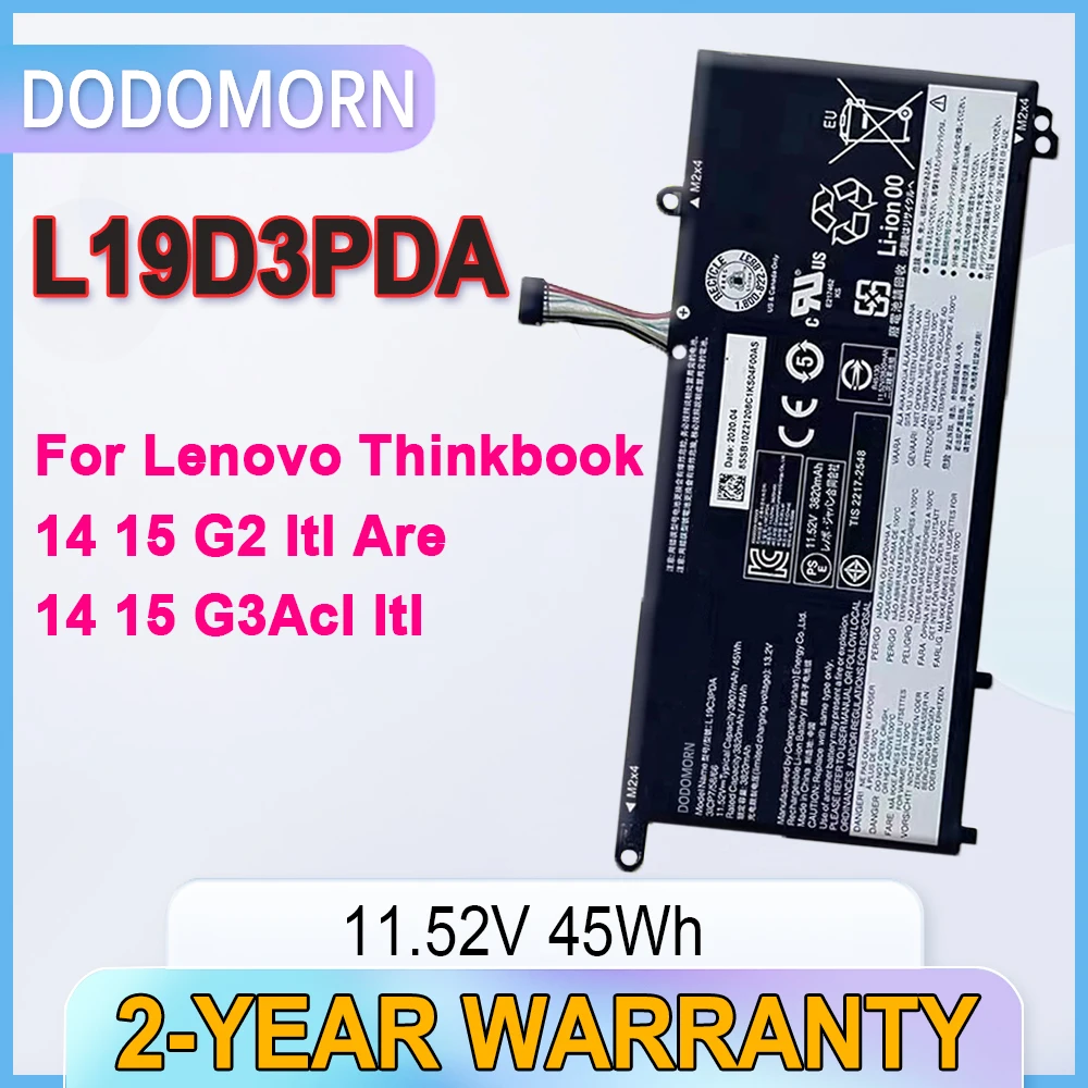 

Новый аккумулятор DODOMORN L19D3PDA 45 Вт·ч для Lenovo ThinkBook 14 15 G2 ITL, ThinkBook 14 15 G3 ACL ITL, L19C3PDA, L19L3PDA, L19M3PDA