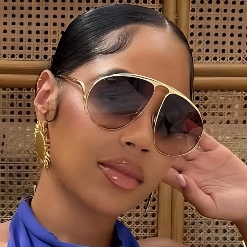 Oversized Pilot Sunglasses New in Vintage Metal Frame Sun Gl