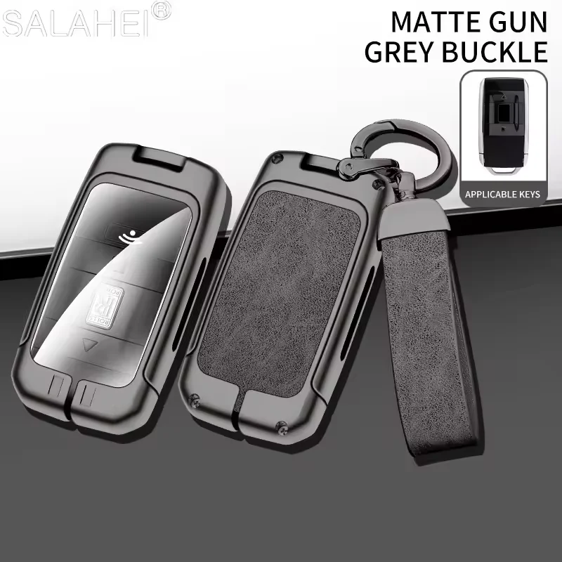 Zinc Alloy Car Key Case Cover Leather Keyring For Rolls-Royce Cullinan Phantom Ghost Wraith Dawn 315MHZ 433MHZ 868MHZ ID49