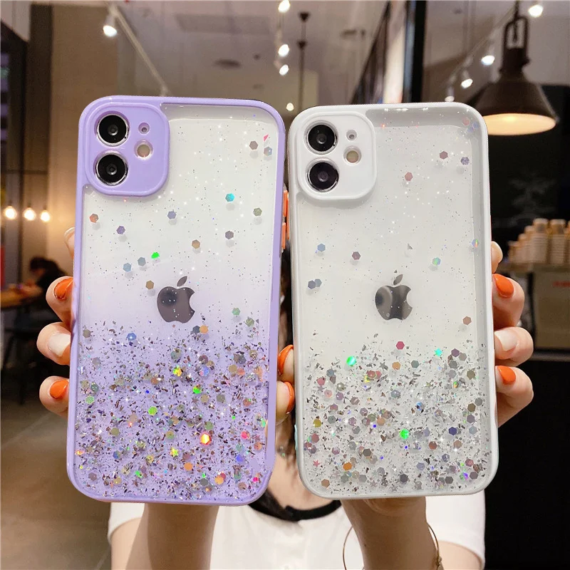 

Gradient Glitter Sequin Phone Case For iPhone 14 13 12 Mini 11 Pro XS Max XR X 8 7 Plus SE 2022 2020 Soft TPU Back Cover