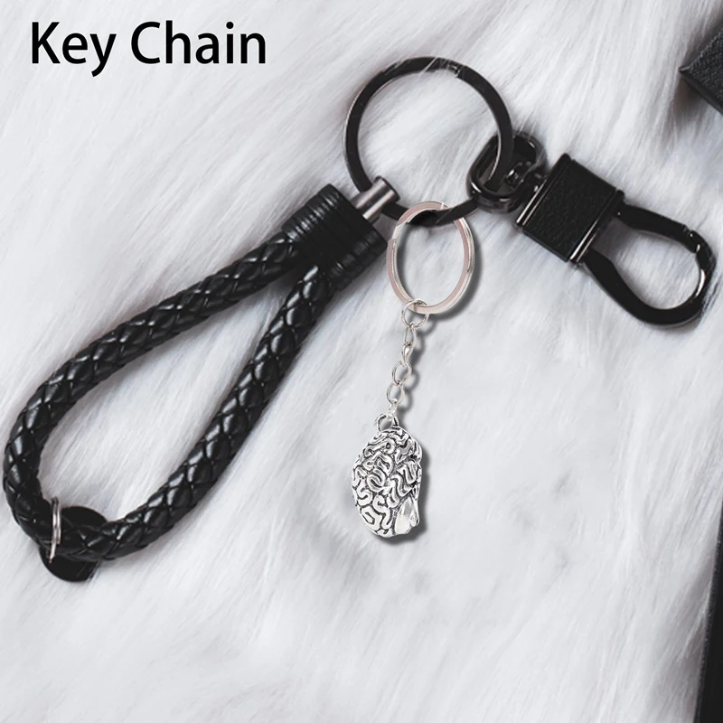 24-Hour Delivery Brain Keychain Alloy Smart Brainiac IQ Key Ring Fob Chain Medicine Human