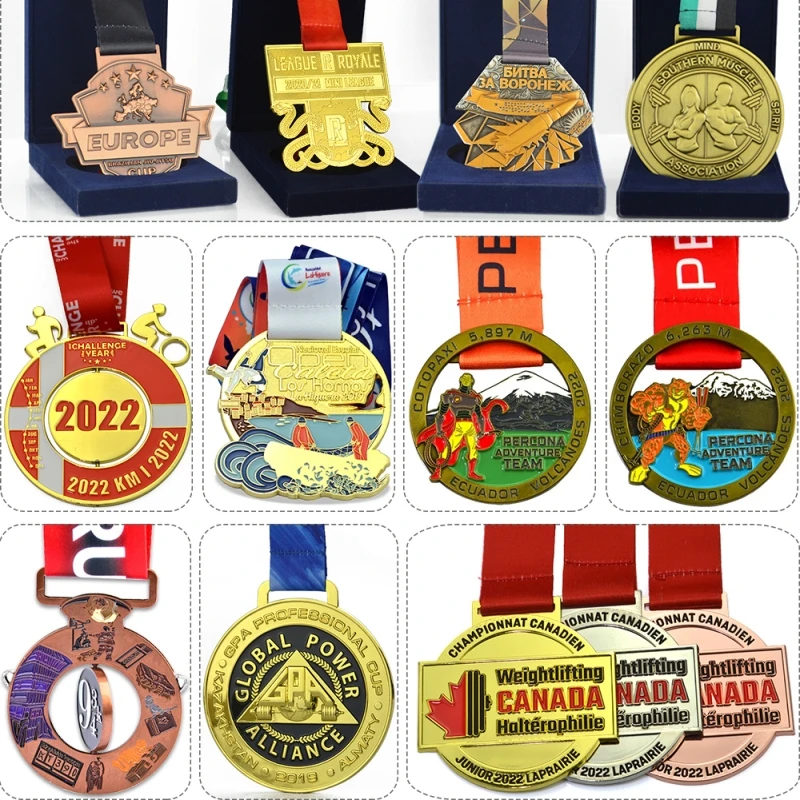 Custom Metal Medal With Ribbon Custom Logo 3D Brass Gold Silver Copper Plated Metal Sports Souvenir Medals Personalize Awards