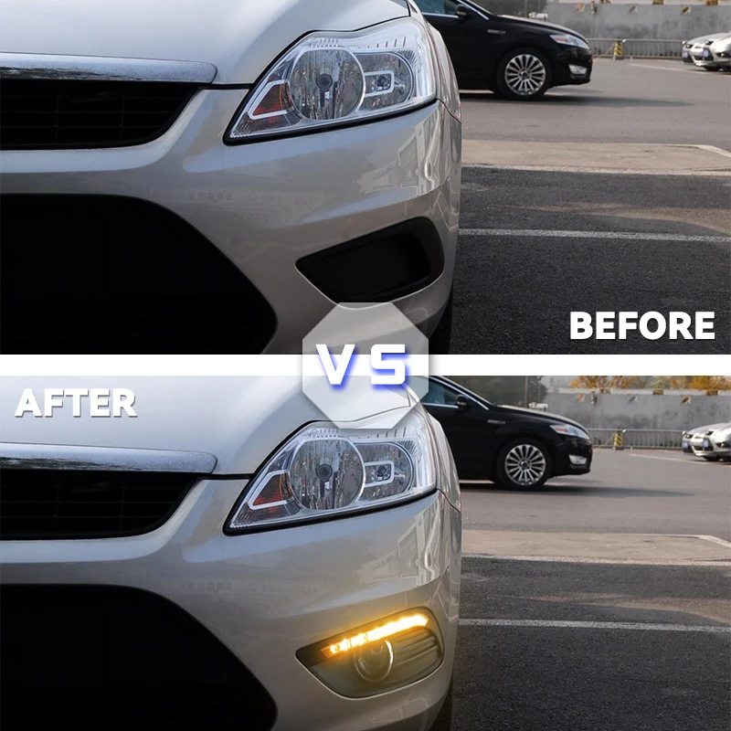 Turn Signal 2Pcs/set Waterproof LED Daytime Running Light DRL For Ford Focus Sedan 2009-2013 Fog Lamp Modify Fog Head white Lamp