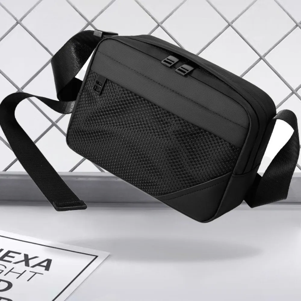 

Zipper Men Crossbody Bag Square Korean Style Sports Shoulder Bag Multifunctional Solid color Oxford Crossbody Bag Running
