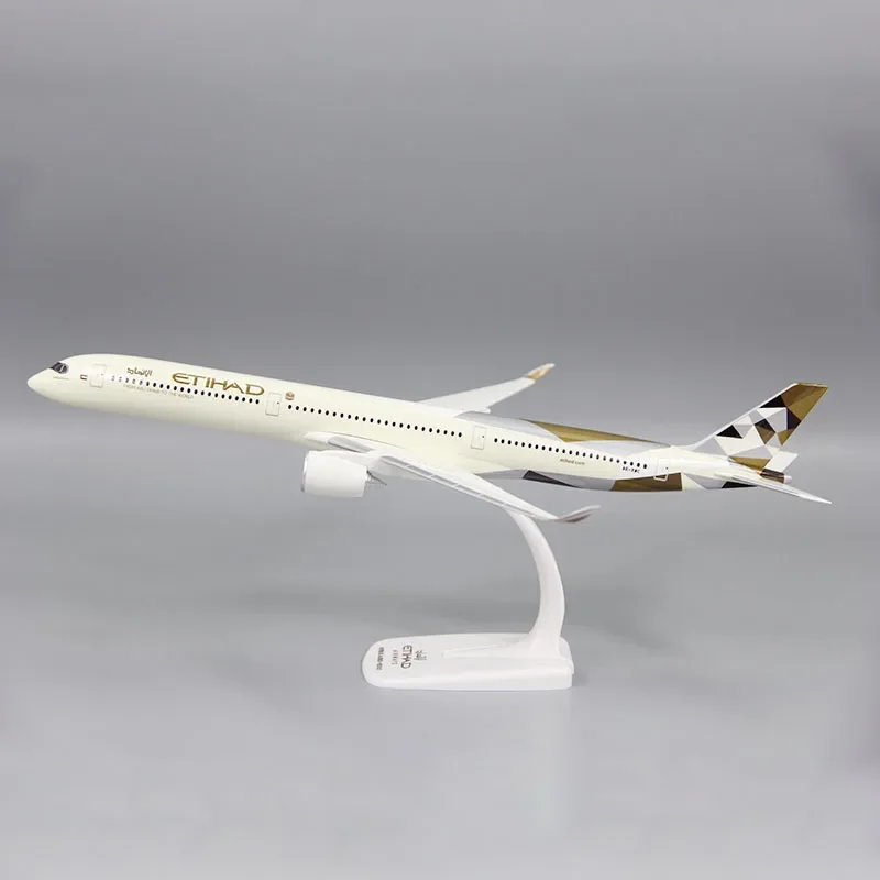 1:200 Scale Etihad Air Airplane A350 A350-1000 ABS Plastic with Base Aircraft Model Toy for Collection