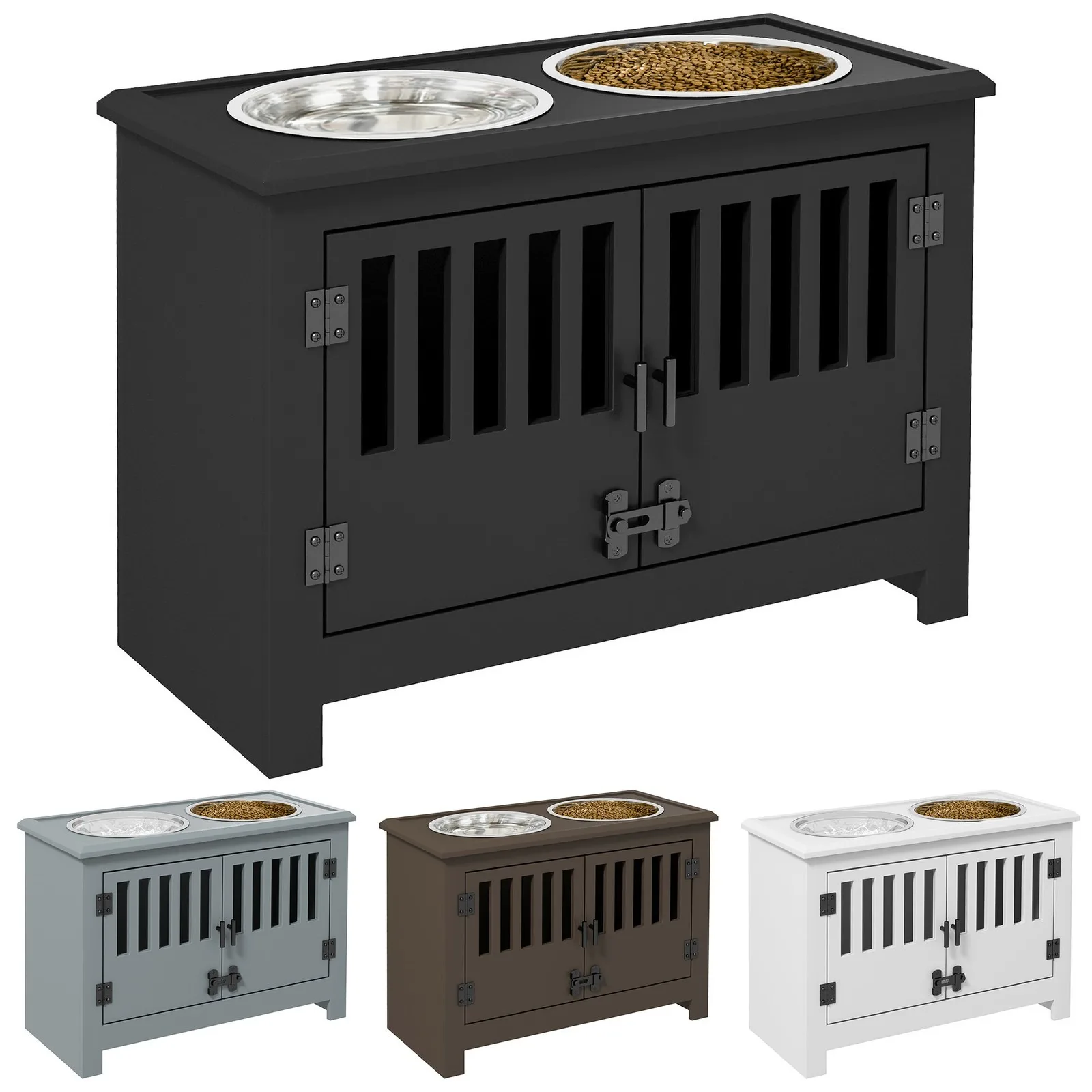 Dog Food Storage Cabinet with Bowls & Dog Feeding Station