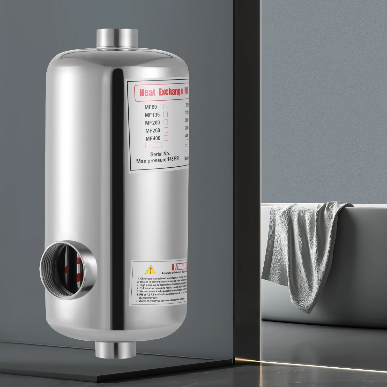 Intercambiador de calor para piscinas de acero inoxidable de 28KW: para piscinas, spas y sistemas de calefacción solar