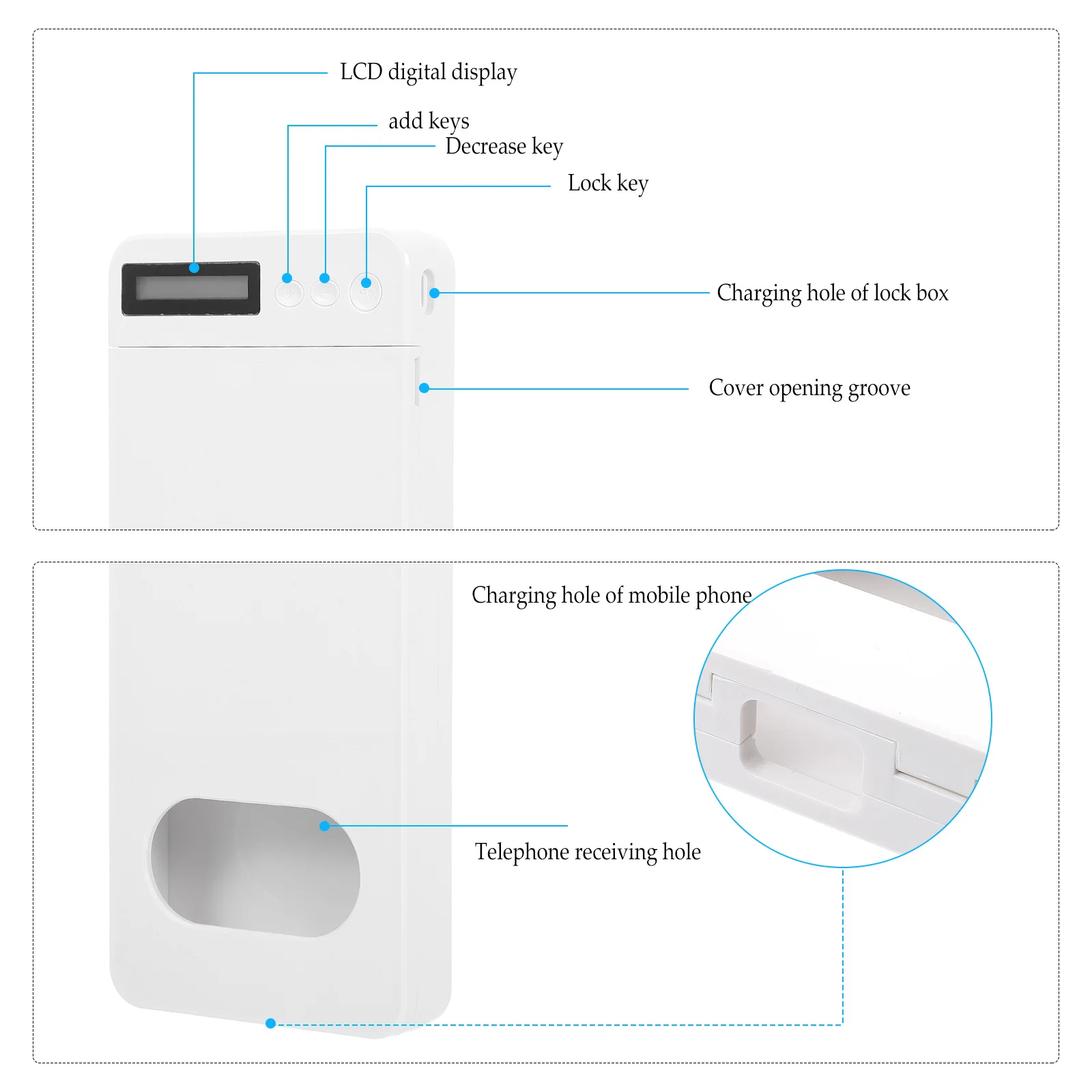 Phones Mobile Lock Box Timer Safe Locker Portable Electronic White Student