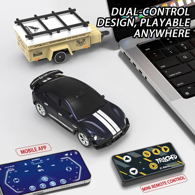 New 1:64 Rc Car Mini 2.4Ghz City Road Handle High Speed Alloy All Terrain Remote Control Car Dual Control Children's Toys Gifts