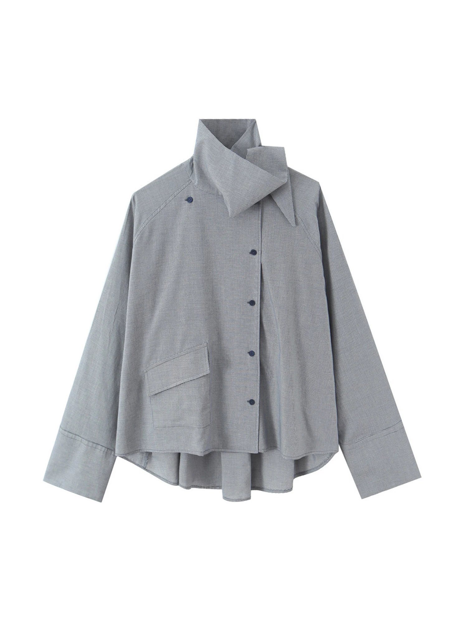 Women Grey Shirts Blouses Harajuku Vintage Elegant 2000s Aesthetic Long Sleeve Chic Shirt For Women Fashion Clothes Spring 2026