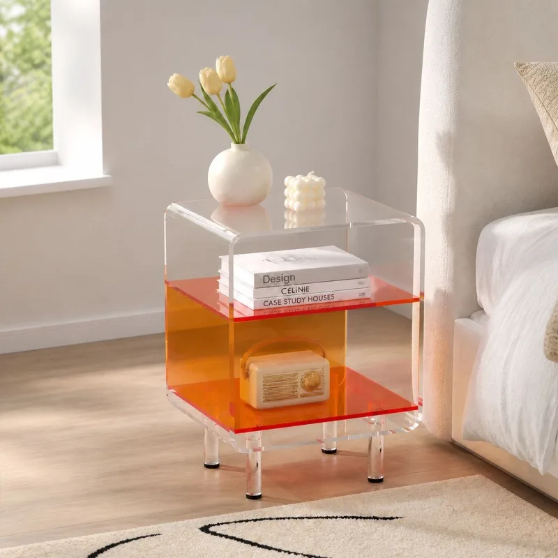 Bedside table transparent storage edge several bedrooms small apartment creative