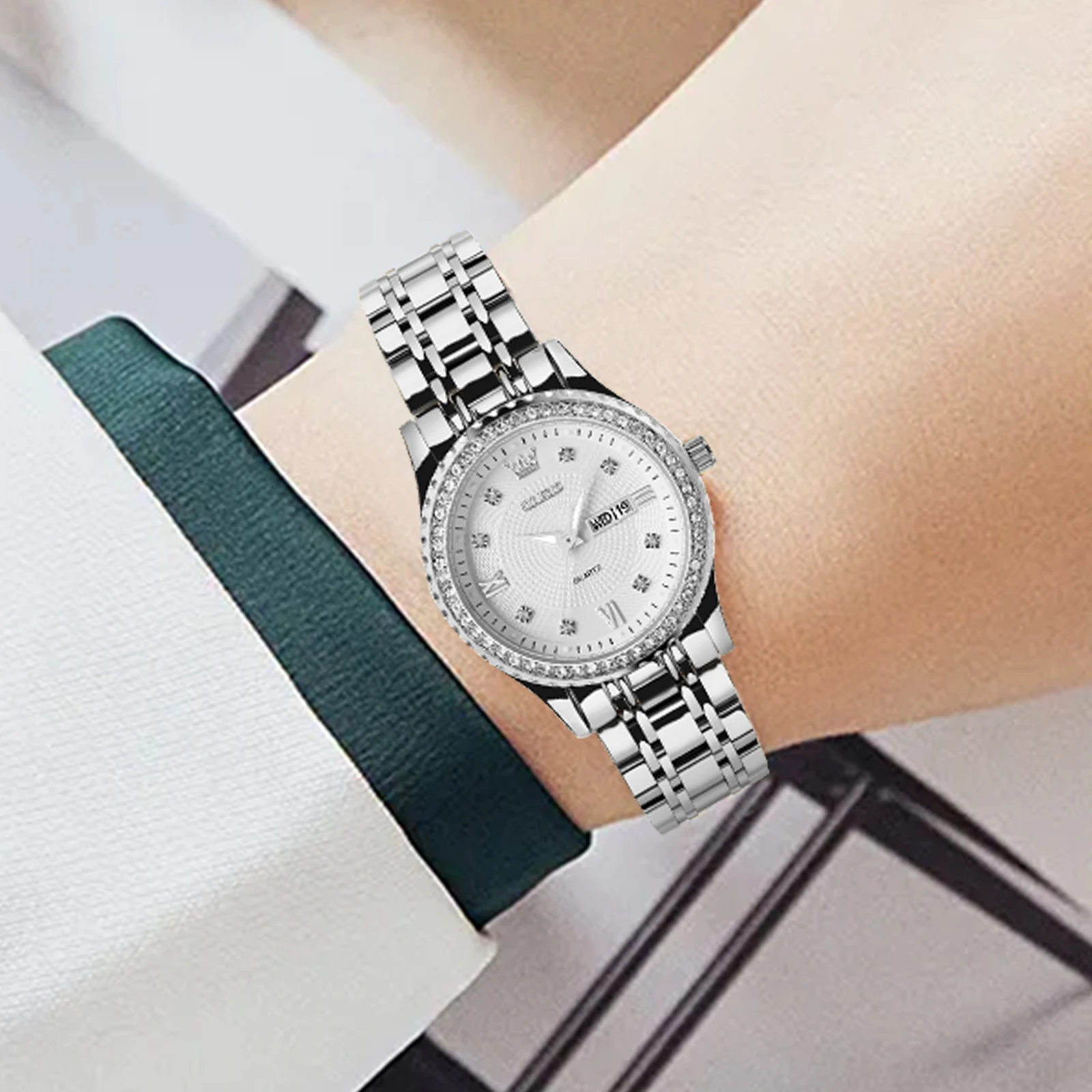 OLEVS Top Brand Luxury Quartz Watches For Women Stainless Steel Waterproof Fashion Elegant Ladies Wrist Watch Gift Reloj Mujer