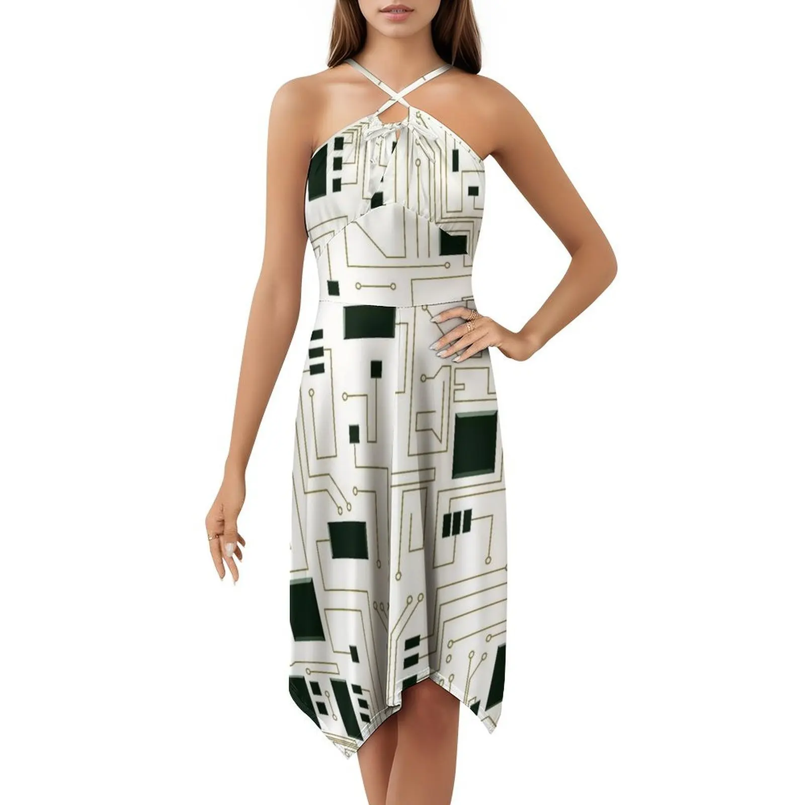 فستان مركب لدائرة الإلكترونيات Pcb Board وIcs على الطراز الكوري للنساء فستان كاجوال أنيق للحفلات أو الارتداء اليومي Ai #5