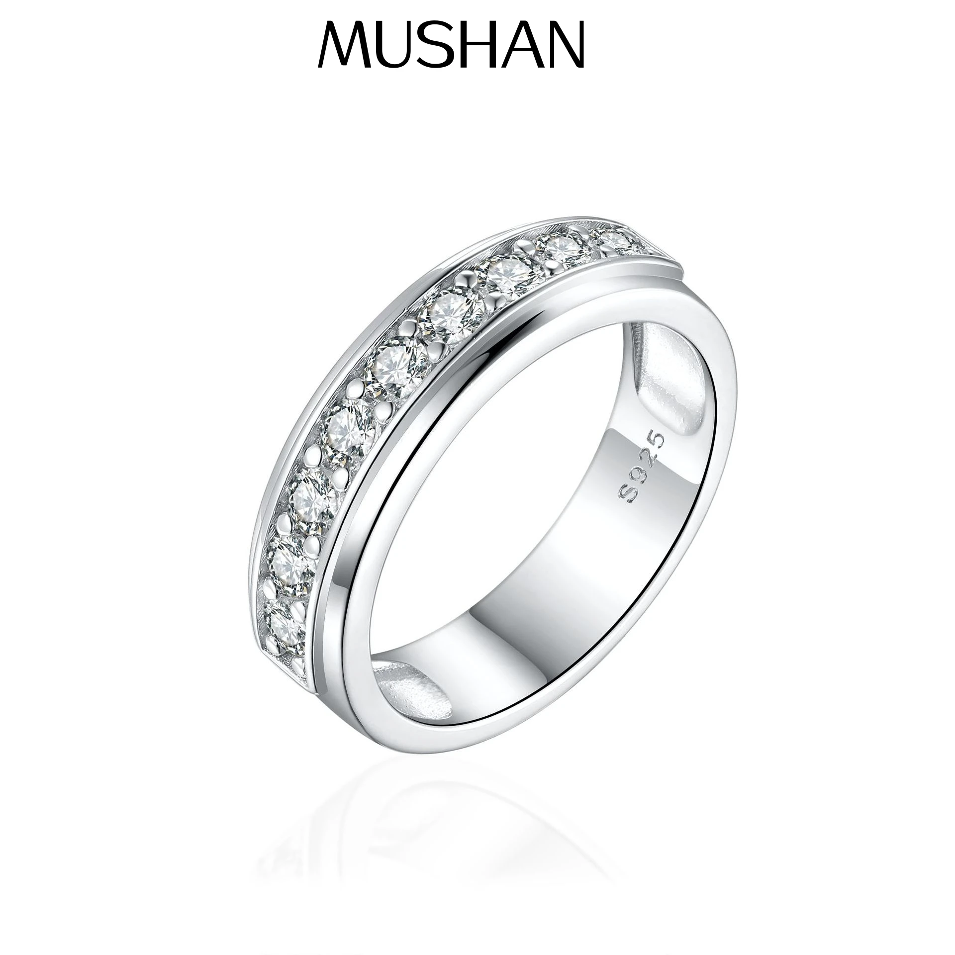 

MuShan Jewelry 925 Sterling Silver Ring Wedding Band High Carbon Diamond Luxury Style Girlfriend Gift Women Rings Fine Jewelry