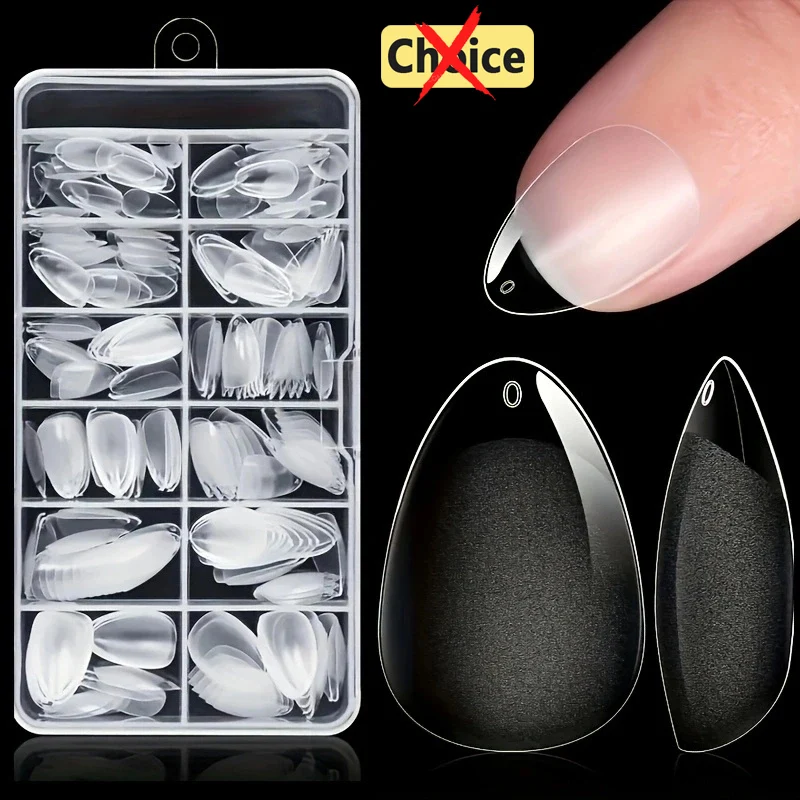 

Pay One Shipping Fee Only 1 Box 120 Pieces Soft Traceless Full Cover False Nail Tips Half Matte Acrylic Almond Fake Nail Tips