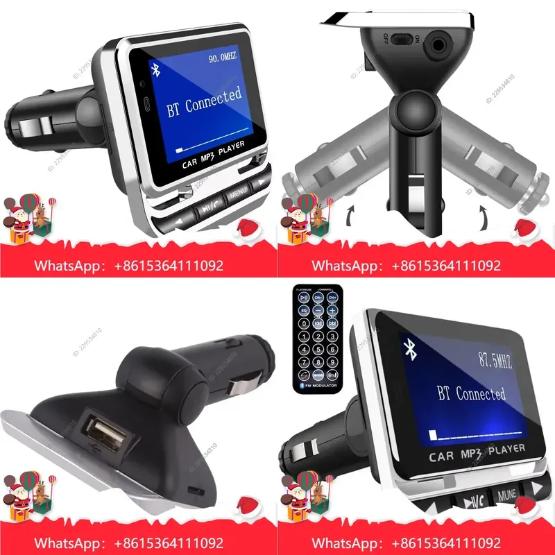 de alta calidad for FM12B Car MP3 Bluetooth FM Transmitter Cigarette Lighter Dual USB Charger Compatible For Model，1pc