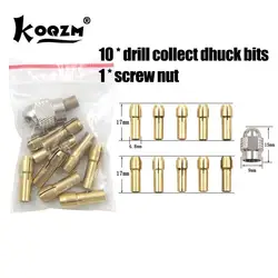 11PCS/Set Mini Brass Drill Chucks Collet Bits 0.5-3.2mm 4.3mm Shank Screw Nut Replacement for Dremel Rotary Tool Accessories Set