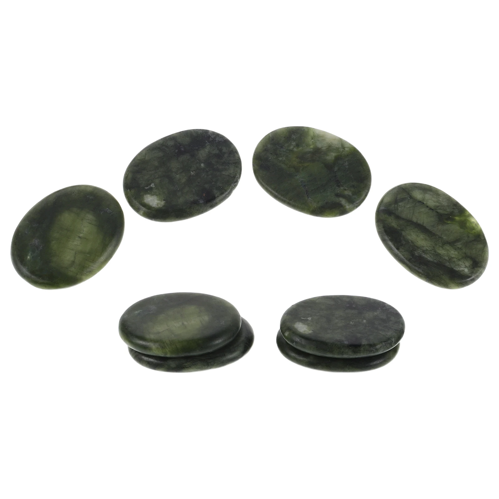 

8 шт., натуральные зеленые нефритовые массажные камни, овальные с подогревом, спа-массаж, инструмент Гуаша, релаксация, балансировка