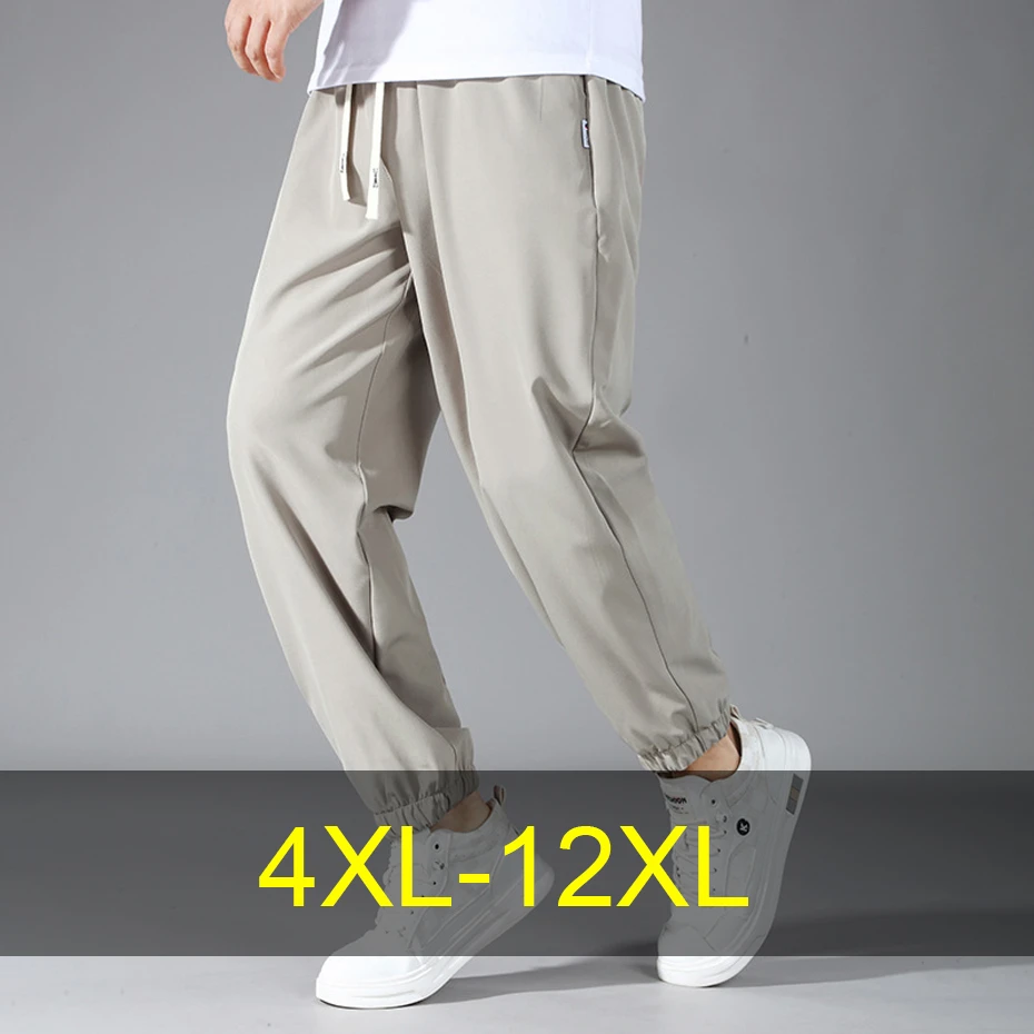

Summer Ice Cool Jogger Pants Men Plus Size 12XL Sweatpants Elastic Waist Fashion Casual Quick Drying Joggers Male Big Size 12XL